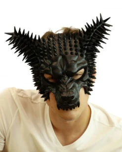 Schwarze Burning Man Spike Wolf Maske