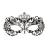 Augenmaske Aus Metall Mit Krone Schwarz -Halloween Masken Geschäft filigrane venezianische maske mit steinchen venezianische augenmaske edle faschings maske 25316