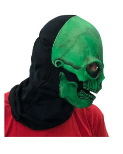 Grüne Totenschädel Maske UV Aktiv -Halloween Masken Geschäft gruene totenkopfmaske uv aktiv gruene totenschaedel maske schwarzlicht aktiv 37370 005