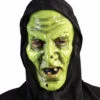 Hexen Maske Mit Warzen & Schwarzer Kapuze -Halloween Masken Geschäft hexenmaske mit warzen und kapuze black hooded green witch mask with warts 39011 01