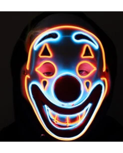 Beleuchtete Clown LED Maske 10 Beleuchtete Clown LED Maske -Halloween Masken Geschäft neon licht clown maske neon light clown mask halloween horror clown maske 53433 4