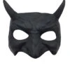 Schwarze Teufels Halbmaske Mit Hörner -Halloween Masken Geschäft schwarze goblin halbmaske mit hoerner black devil halfmask with horns teufelsmaske 50489 01
