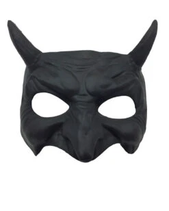 Schwarze Teufels Halbmaske Mit Hörner