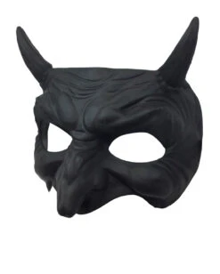 Schwarze Teufels Halbmaske Mit Hörner 7 Schwarze Teufels Halbmaske Mit Hörner -Halloween Masken Geschäft schwarze goblin halbmaske mit hoerner black devil halfmask with horns teufelsmaske 50489 03