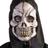 Kapuzen Skelett Maske -Halloween Masken Geschäft skelett maske mit schwarzer kapuze skeleton reaper mask hooded skeleton mask 39012 01