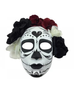 Sugar Skull Maske Mit Blumen -Halloween Masken Geschäft sugar skull maske mit blueten sugar skull maske mit blumen dia de los muertos maske 50516 01