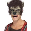 Werwolf Halbmaske Mit Fell -Halloween Masken Geschäft werwolf halbmaske vinyl braune grusel maske als halloween verkleidung 23769